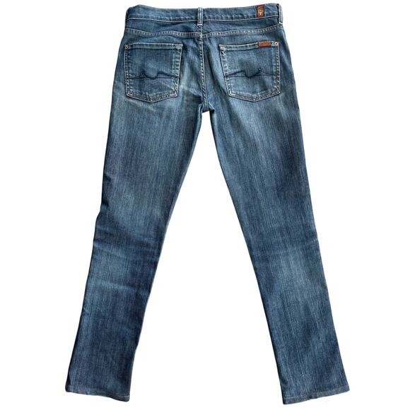7 For All Mankind Women’s Roxy Straight Leg Jeans Size 29 Medium Wash Blue - Picture 1 of 9